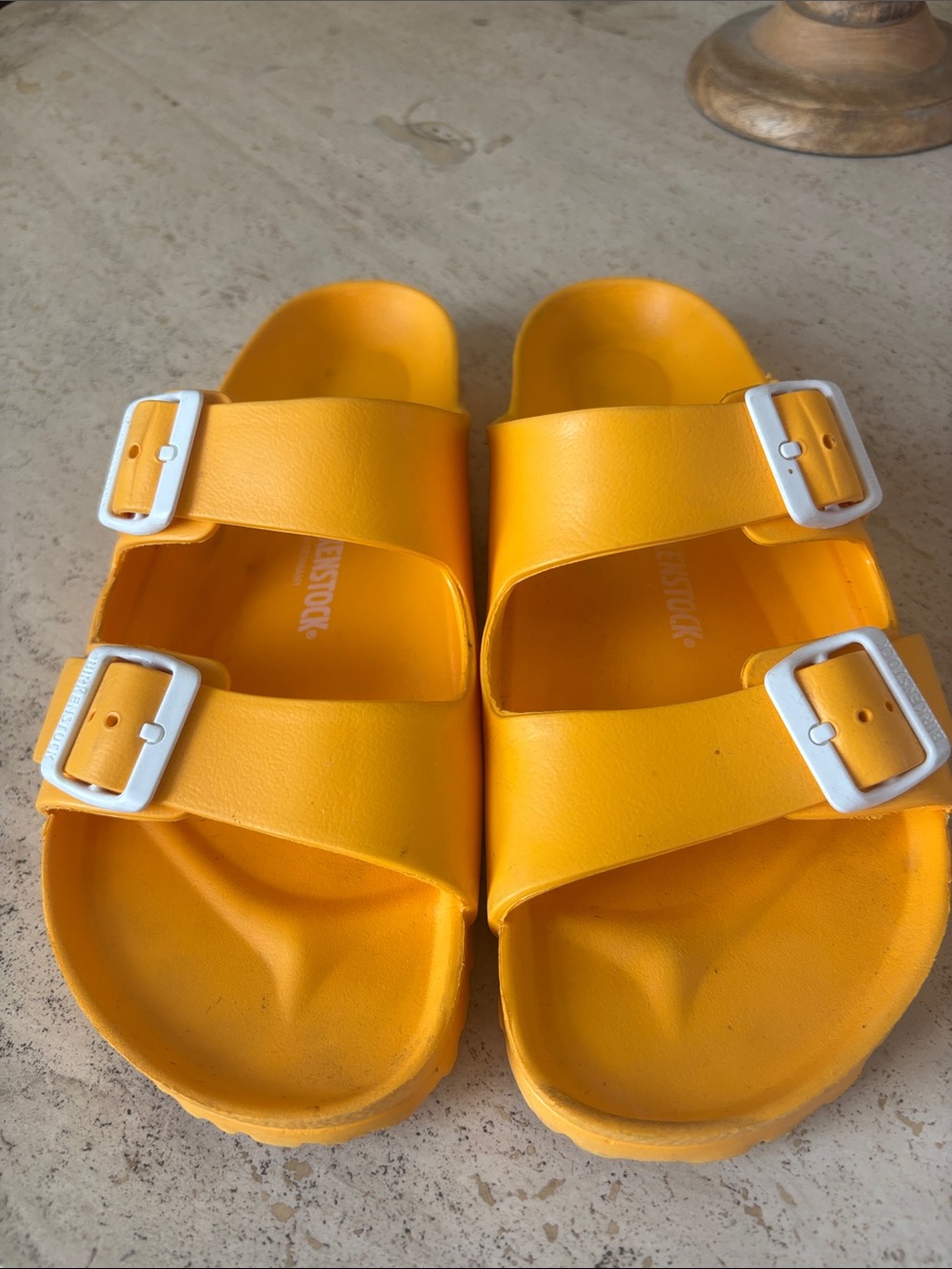 Birkenstock-Inspired Yellow Double Strap Slide Sandals EVA